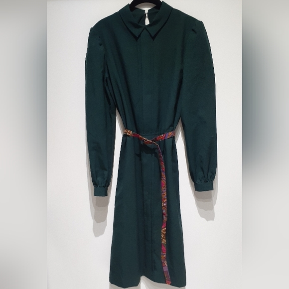 Vintage Hunter Green Dress - Picture 2 of 6